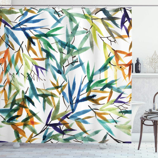 Colorful Bamboo Leaf Shower Curtain