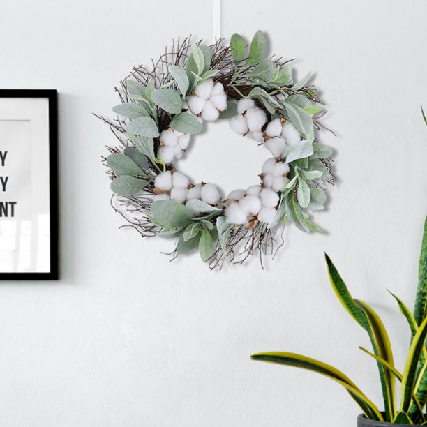 Winter Christmas Faux Cotton Wreath