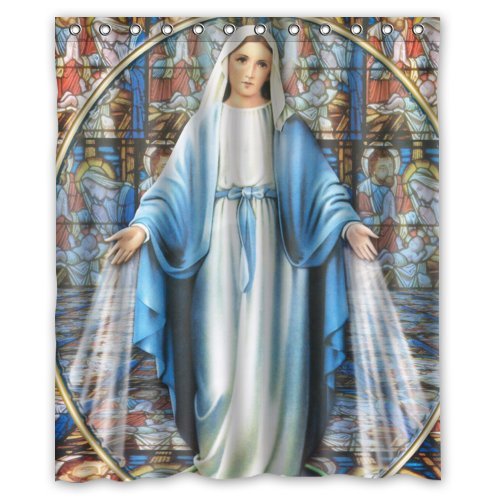 Stained Glass Virgin Mary Shower Curtain