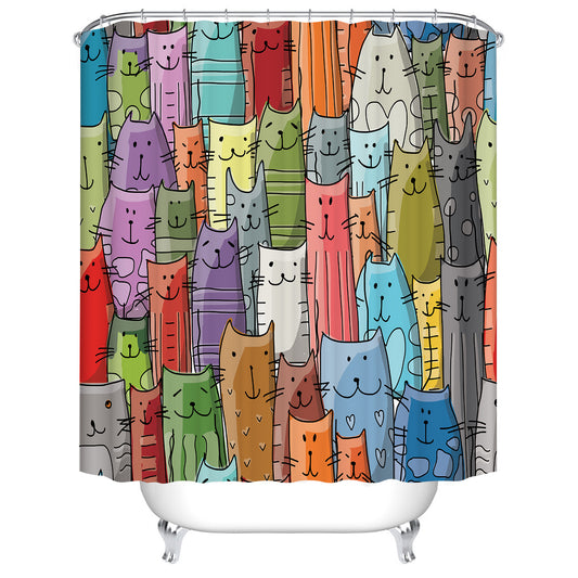 Abstract Colorful Cute Animal Funny Cats Family Shower Curtain