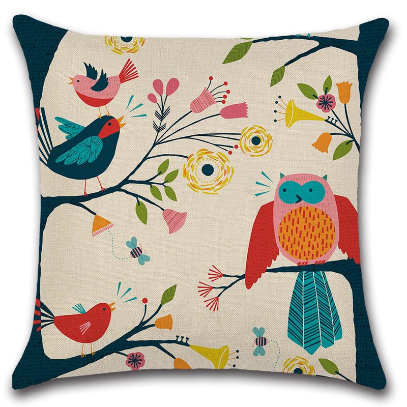 Abstract Art Owl Birds Throw Pillow Cover