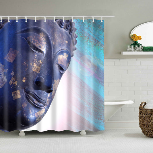 Abstract Backdrop Peaceful Face Buddha Shower Curtain
