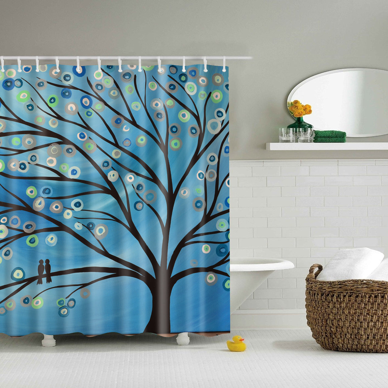 Abstract Blue Magic Tree Shower Curtain