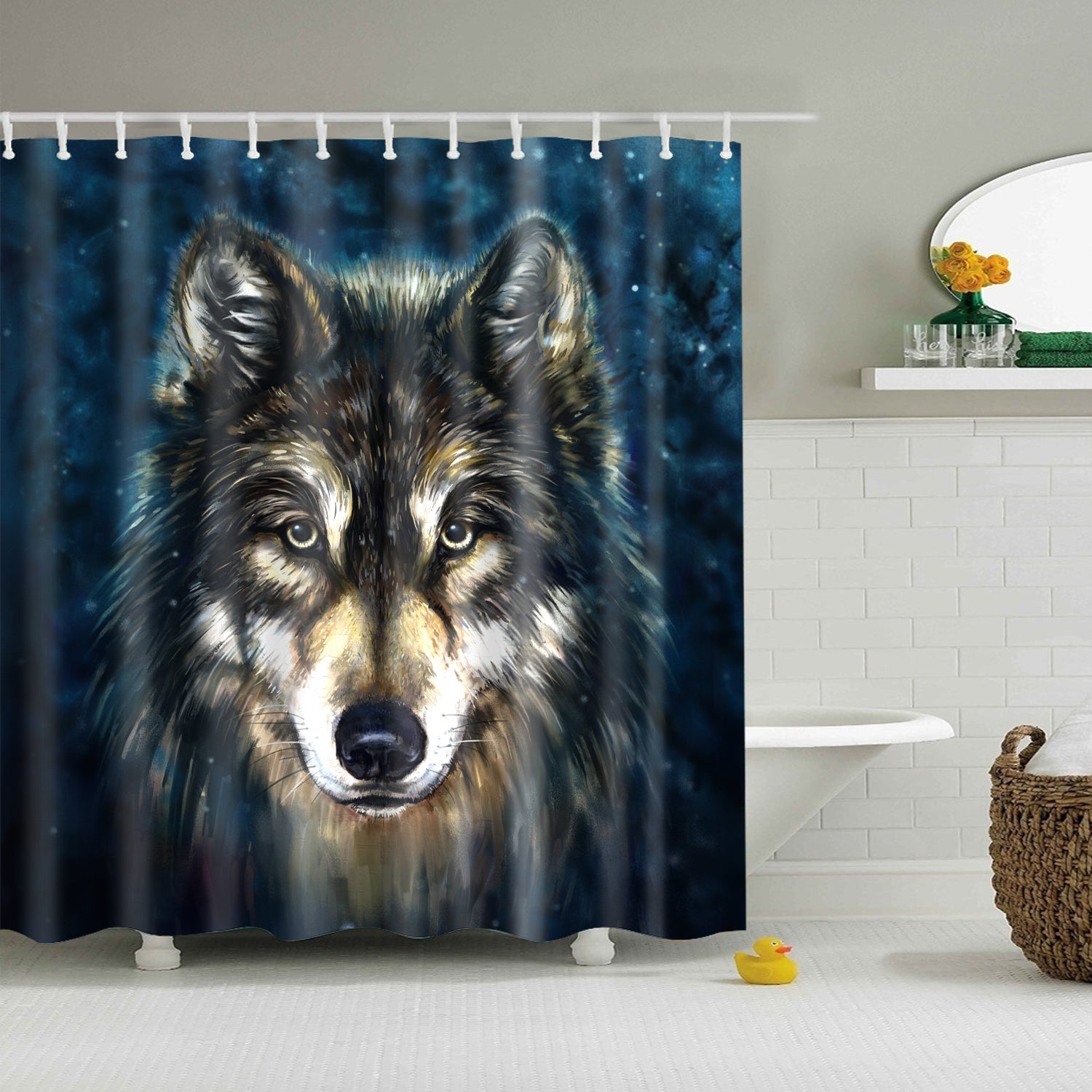 Abstract Drawing Wolf Head Shower Curtain