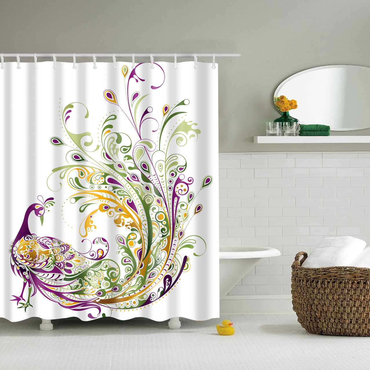 Abstract Purple Peacock Art Shower Curtain