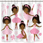 African American Little Girls Ballerina Dancer Shower Curtain