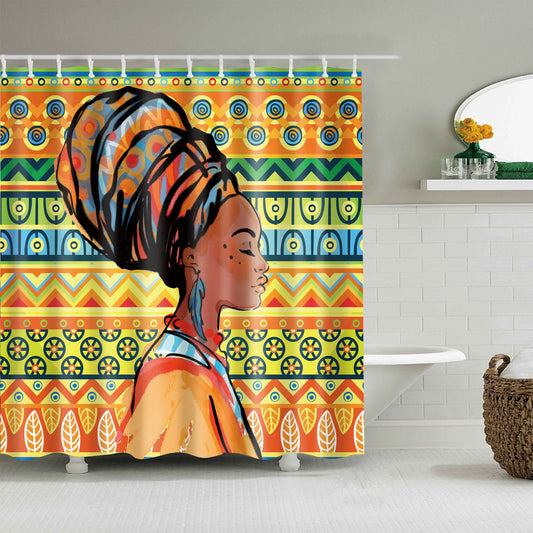 African Women with Turban Ethnic Shower Curtain