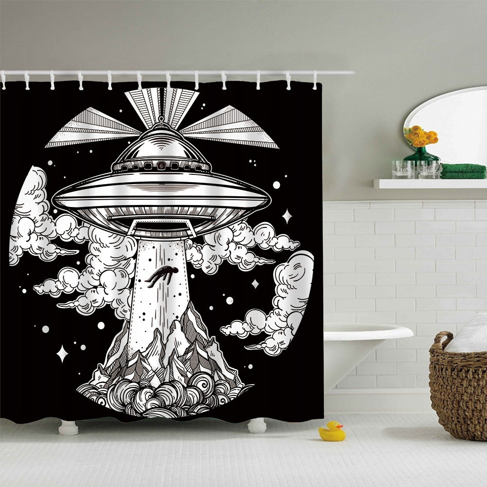 Alien Spaceship UFO Shower Curtain Shower Curtain