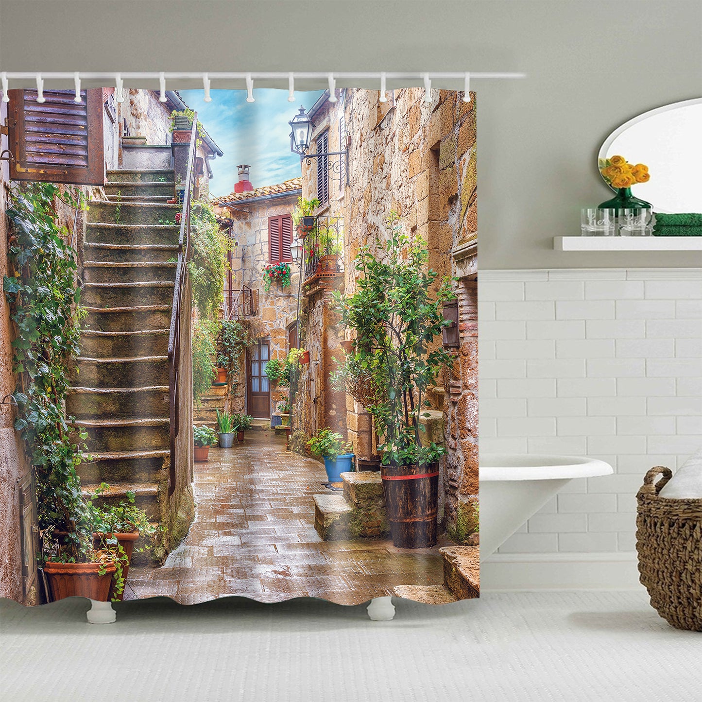 Ally in Old Town Tuscany Country Scenery Shower Curtain
