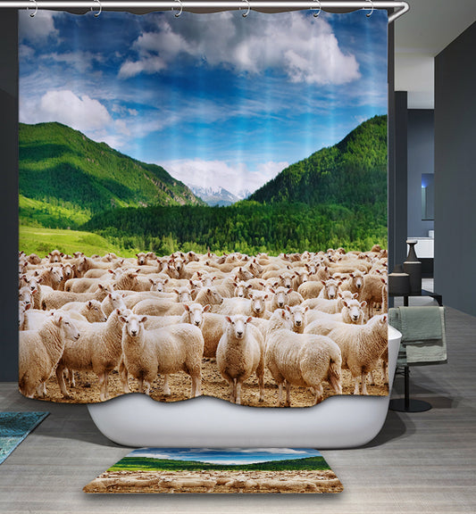 American Farmhouse Herd Of Sheep Shower Curtain
