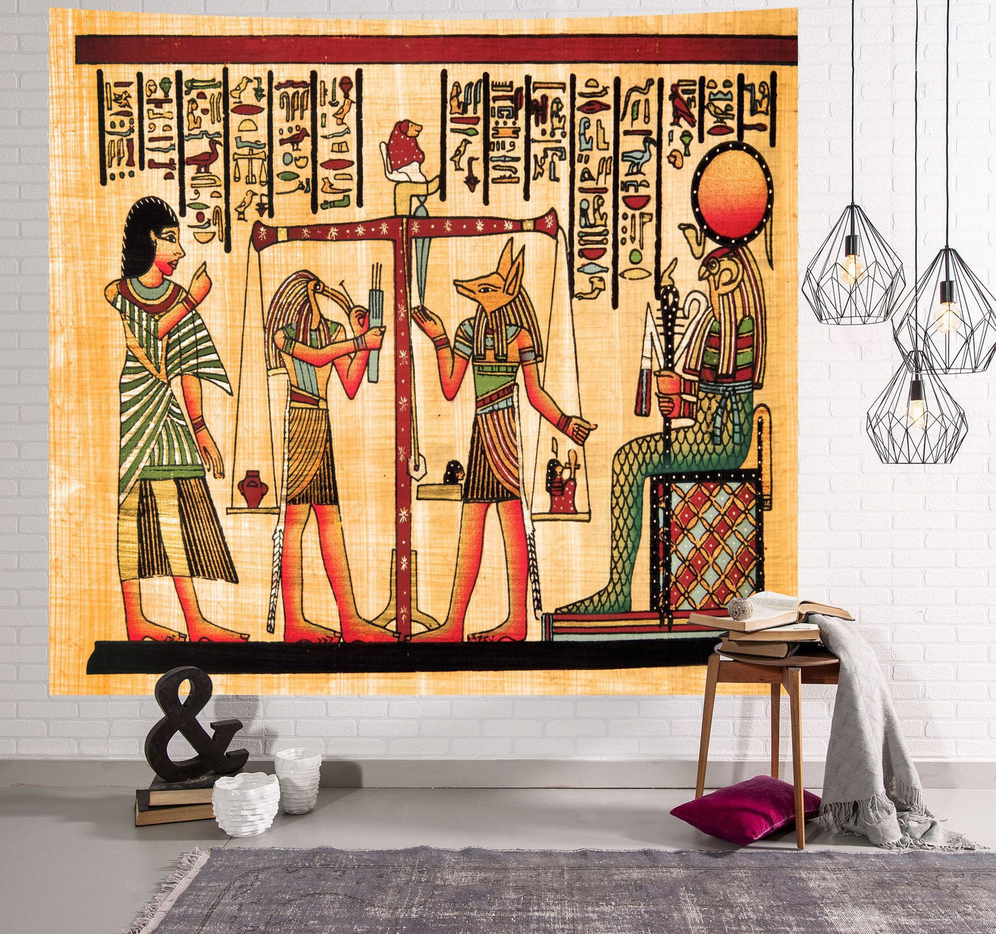 Ancient Egyptian Weighing of the Heart Ceremony Tapestry