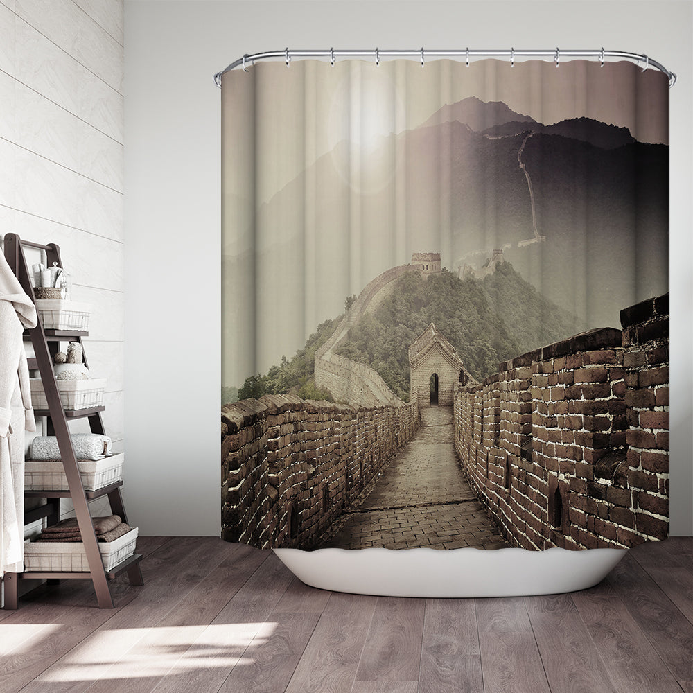 Ancient Scenic Foggy Morning The Great Wall Shower Curtain