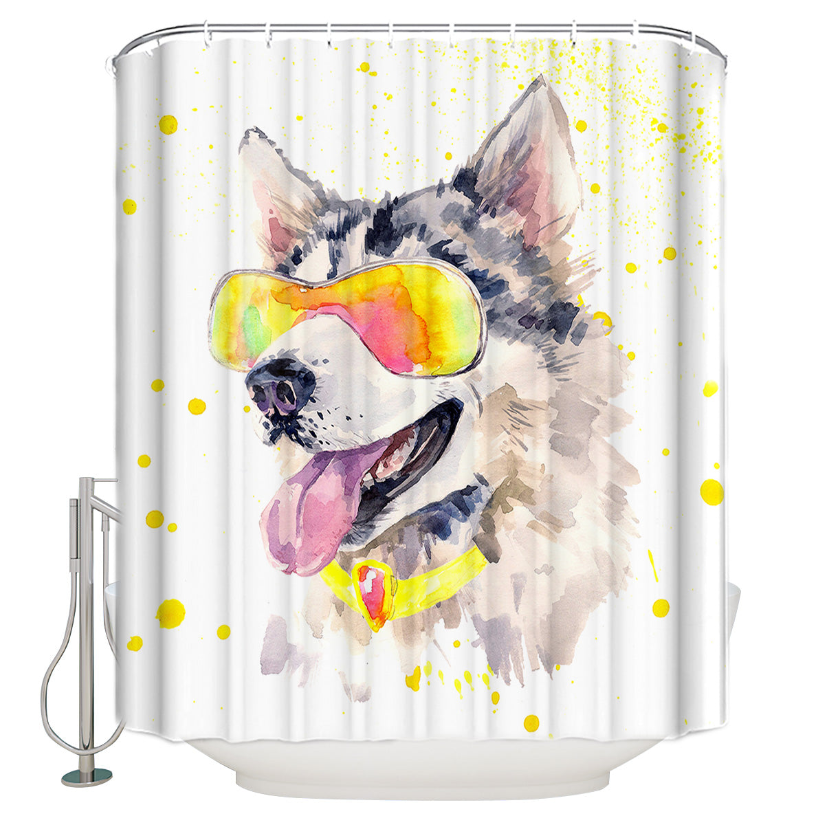 Animal Dog Pet Art Canvas Sunglass Husky Shower Curtain