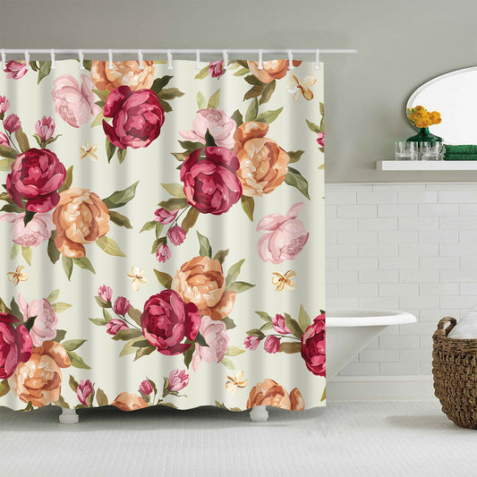 Antique Watercolor Seamless Floral Peony Shower Curtain