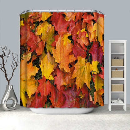 Autumn Season Fall Leaves on The Ground Maple Leaf Shower Curtain