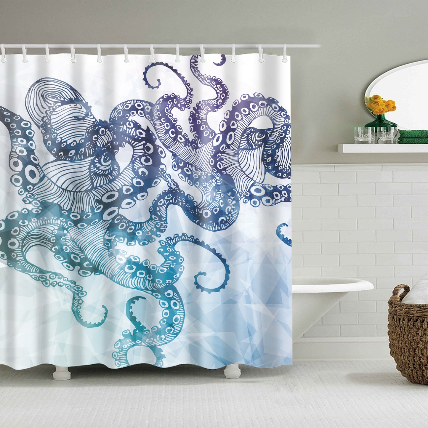 Awesome Blue Print Octopus Tentacles Shower Curtain