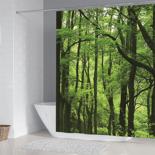 Tropical Rainforest Olive Green Leaf Shower Curtain