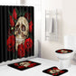 Skulls and Roses Bones Cover Shower Curtain Set - 4 Pcs
