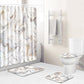 Golden Black Swirl Fluid Art Print Gold Marble Shower Curtain Set - 4 Pcs