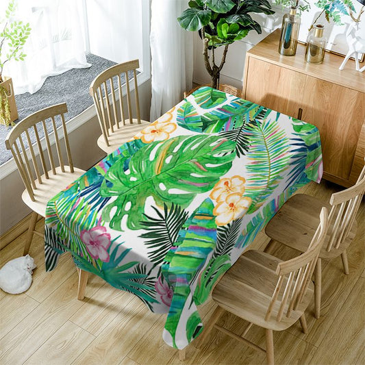 Banana Leaf Tablecloth Watercolor Tropical Leaves Rectangle Table Cover
