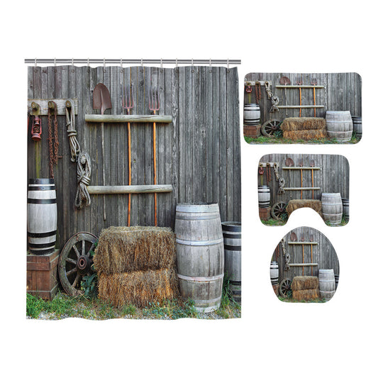 Wooden Fence Barn Tool Ranch Shower Curtain
