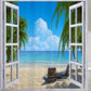 Nautical Window Views Blue Beach House Shower Curtain