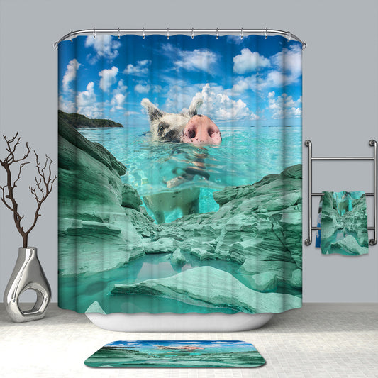 Beach Island Bahamas Pigs Shower Curtain