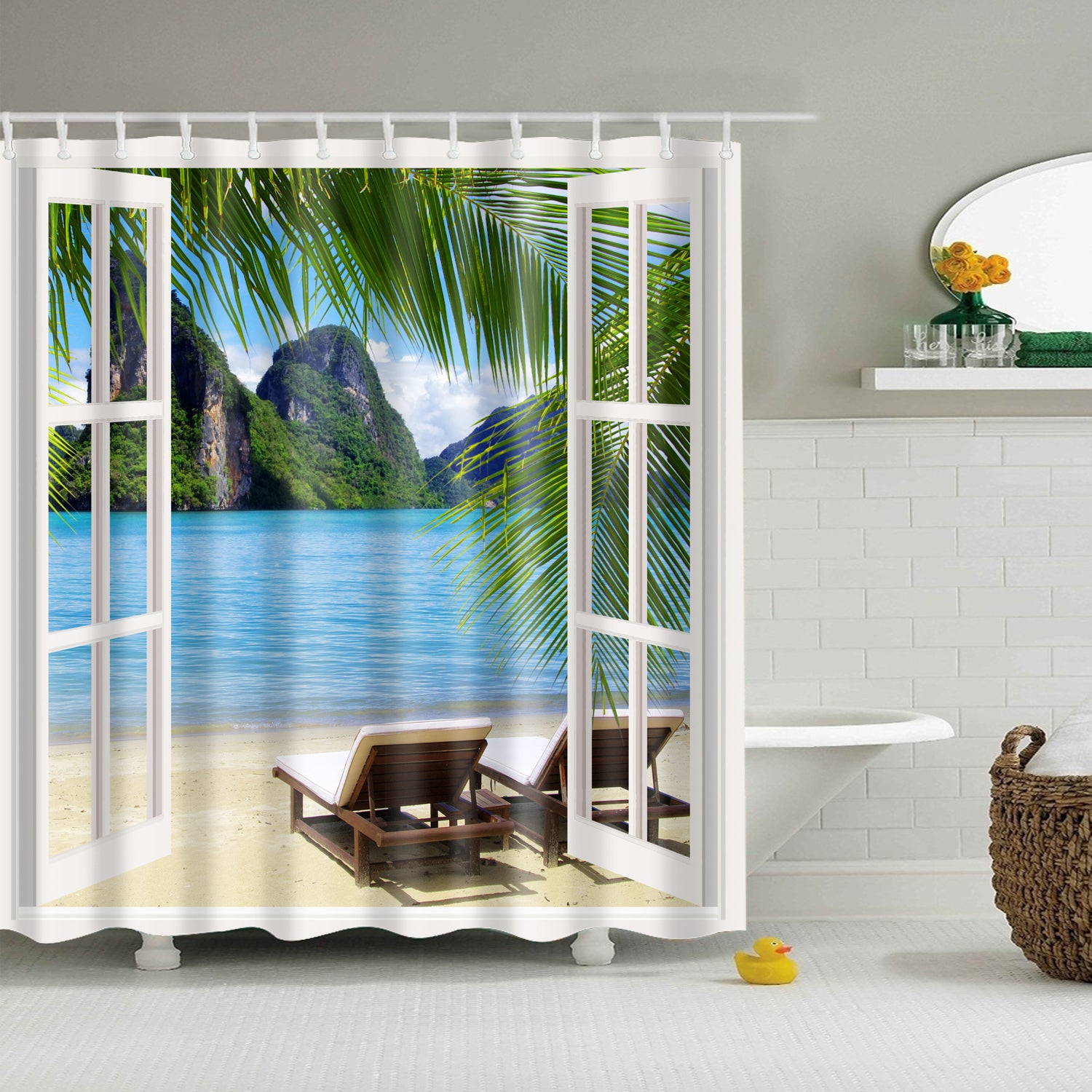 Beach Sunbed Balcony Shower Curtain