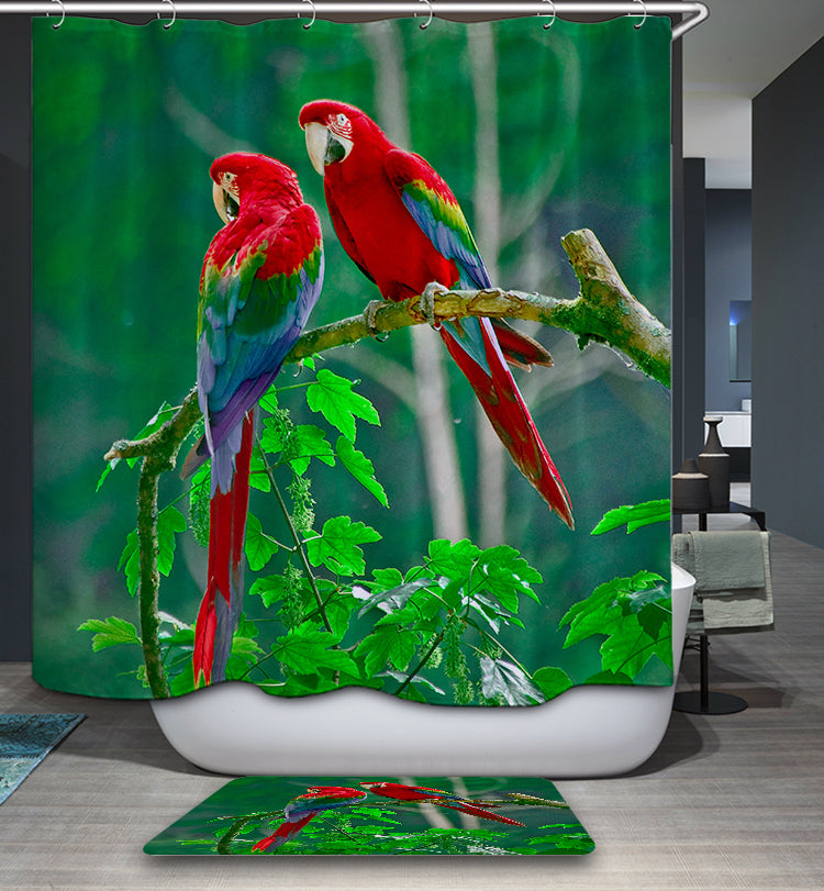 Beautiful Birds Parrot On Tree Shower Curtain | GoJeek