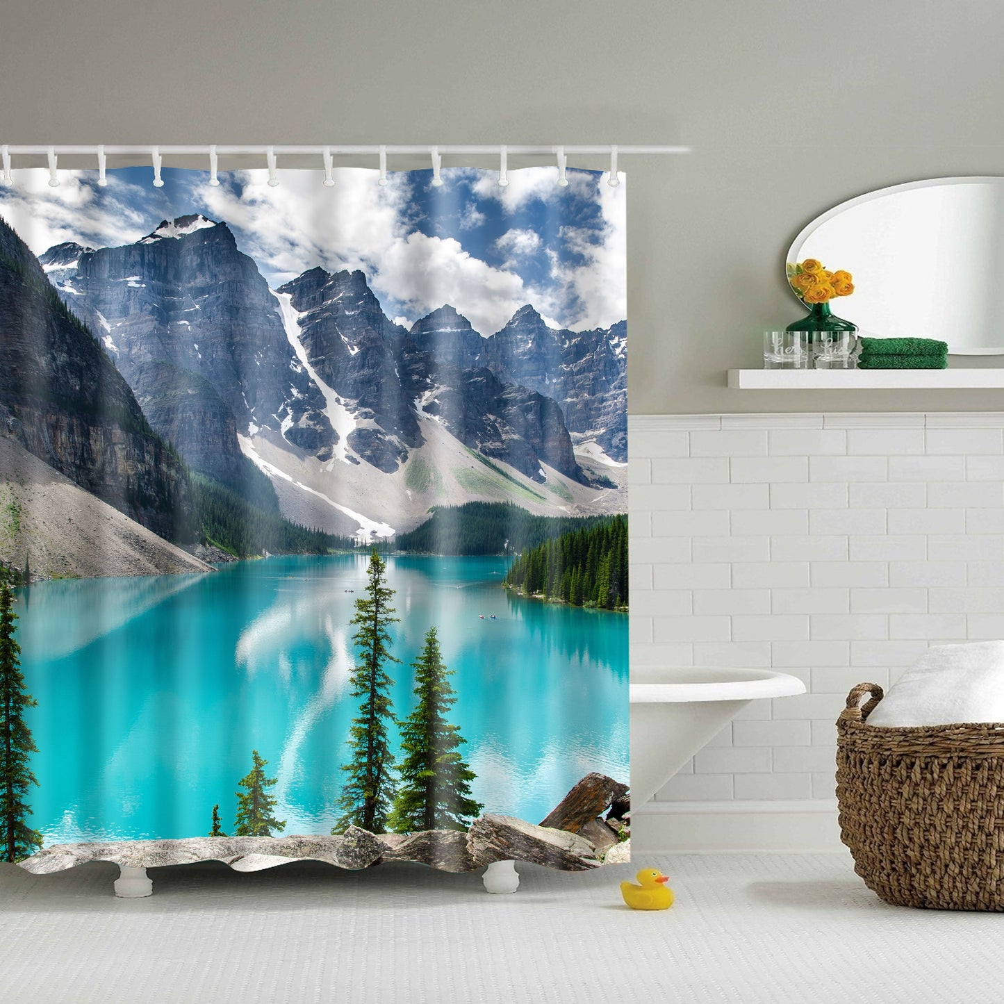 Beautiful Nature Mountain Lake Themed Shower Curtain | GoJeek