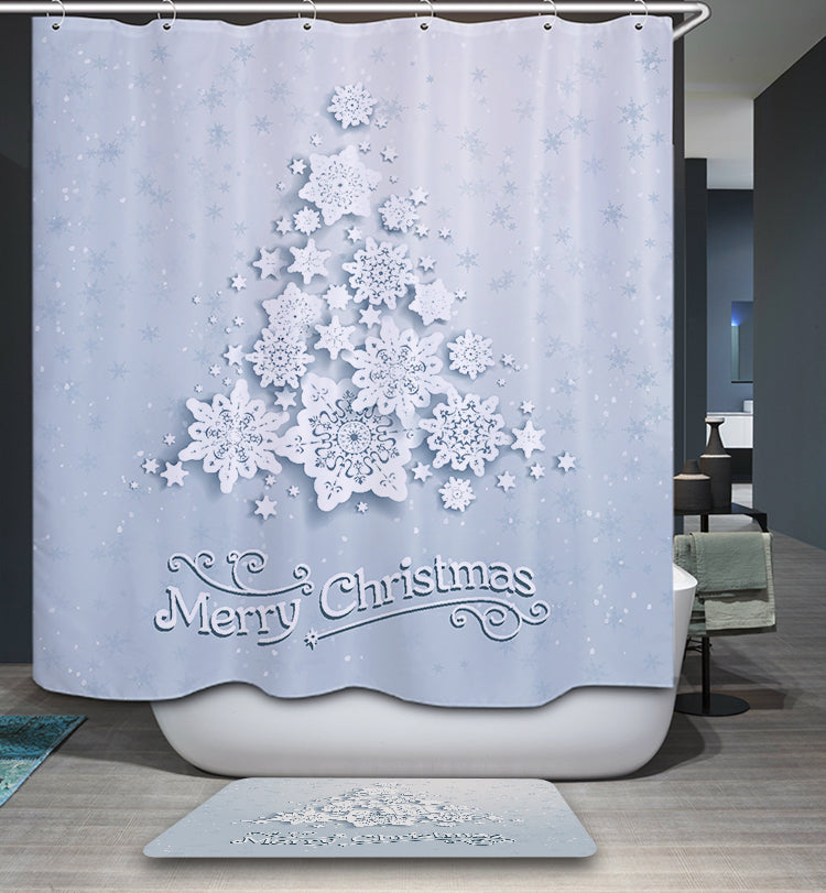 Beautiful Snowflake Decorated Christmas Tree Shower Curtain