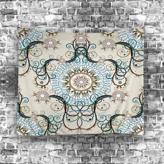 Beige Seamless Royal Floral Pattern Tapestry