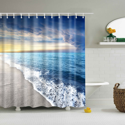 Big Sky Deep Blue Beach Shower Curtain