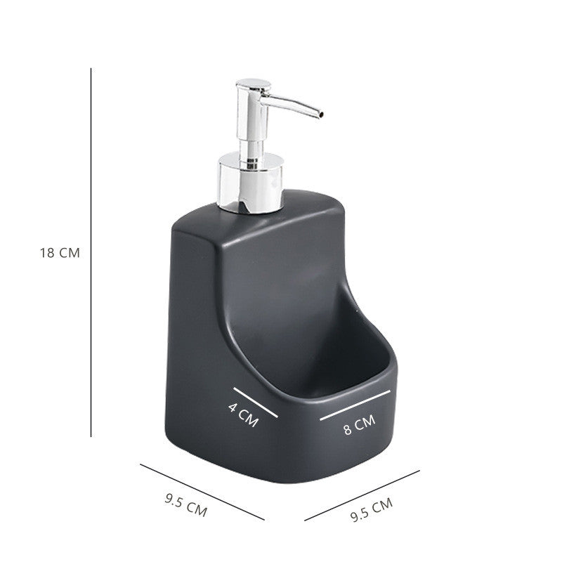 Black - Multifunctional Ceramic Soap Dispenser with Sponge Brush Holder
