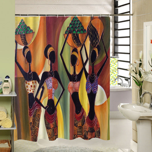Black Beauty Native African Painting Shower Curtain Bath Arts | GoJeek