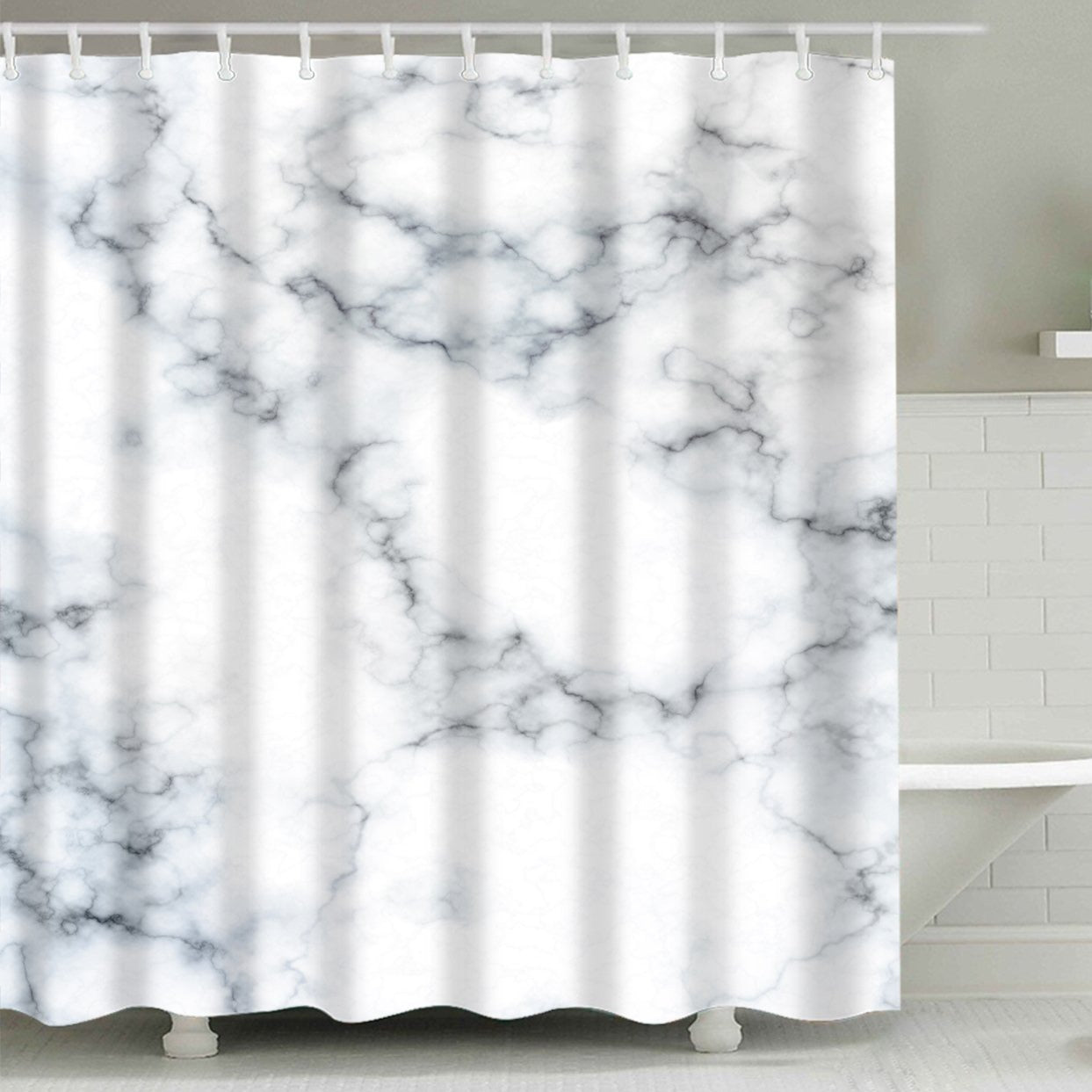 Black White Clear Marble Shower Curtain | GoJeek