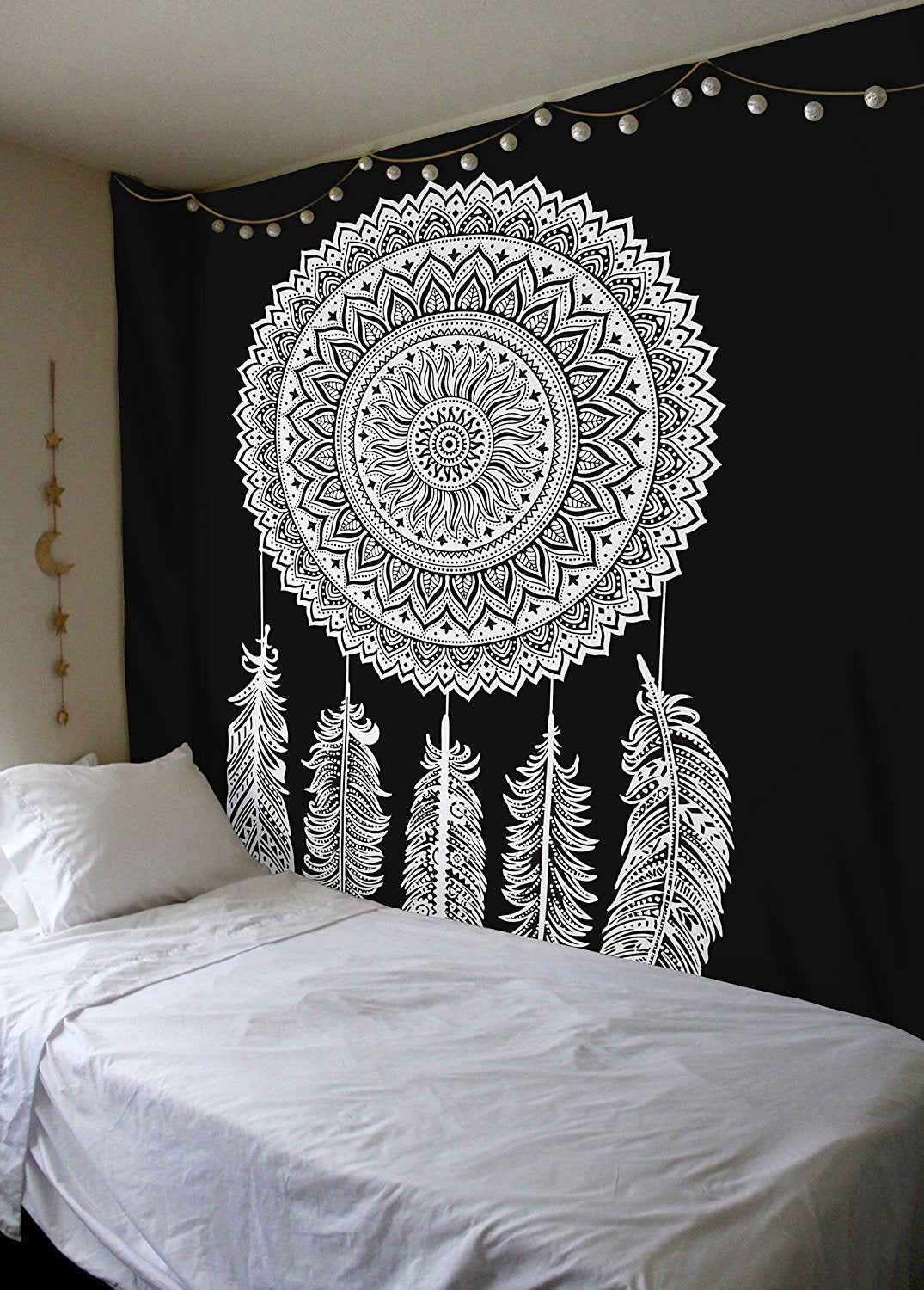 Black and store white mandala tapestry
