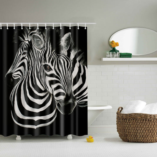 Black and White Drawing Zebra Shower Curtain | GoJeek