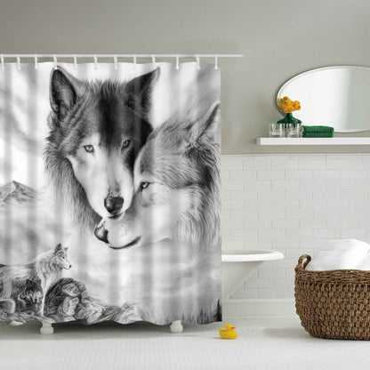 Black and White Wolf Life Shower Curtain