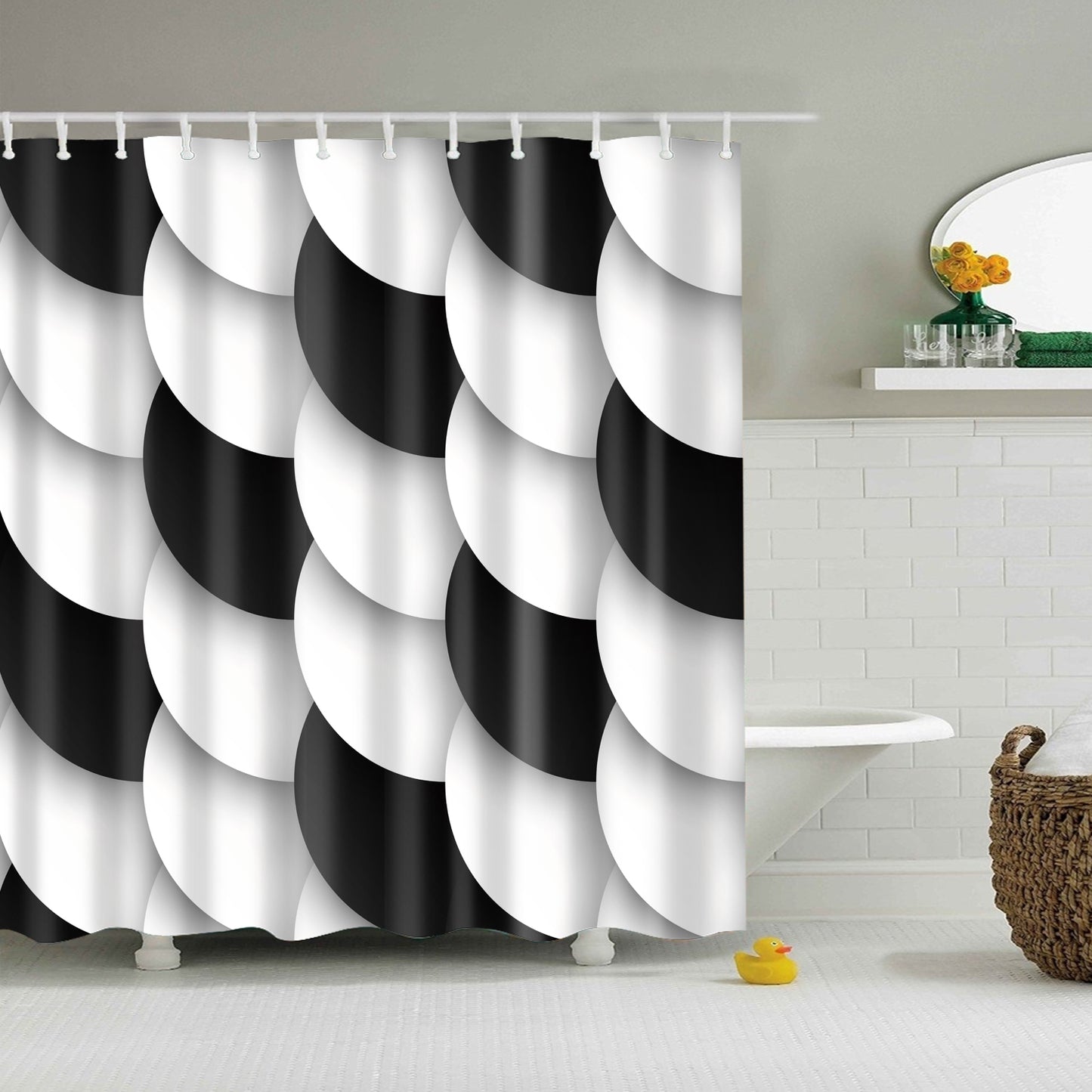 Black with White Sparkle Scale Shower Curtain