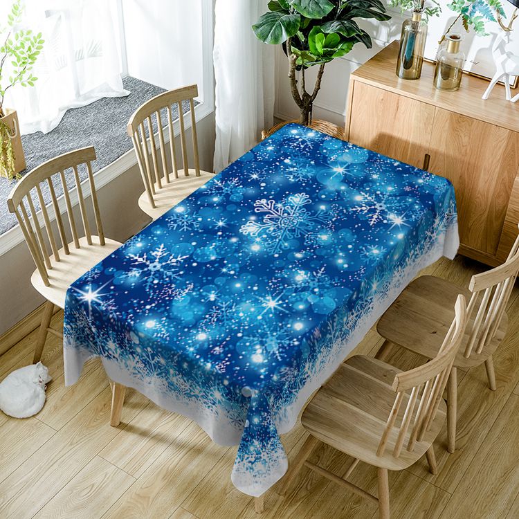 Blue White Snowflake Christmas Holiday Rectangle Table Cover