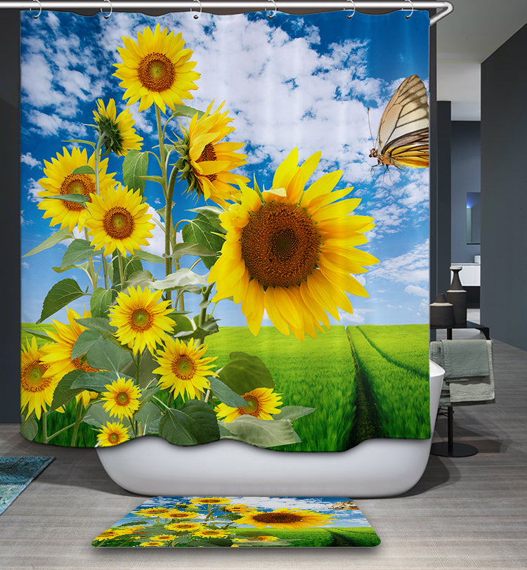 Blue Sky Sunflowers Field Shower Curtain