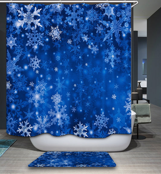 Blue Snowflake Christmas Shower Curtain
