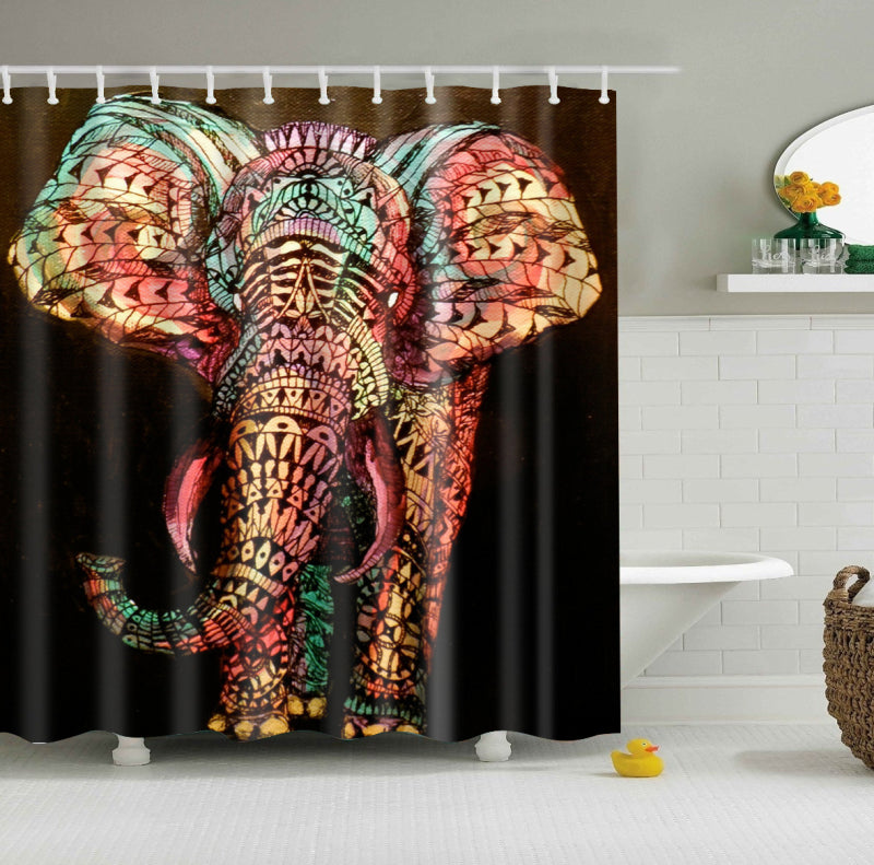 Bohemian Elephant Shower Curtain Art Bathroom Decor