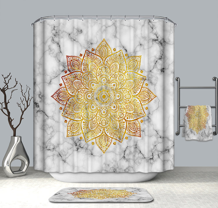 Bohemian Style Marble Shower Curtain