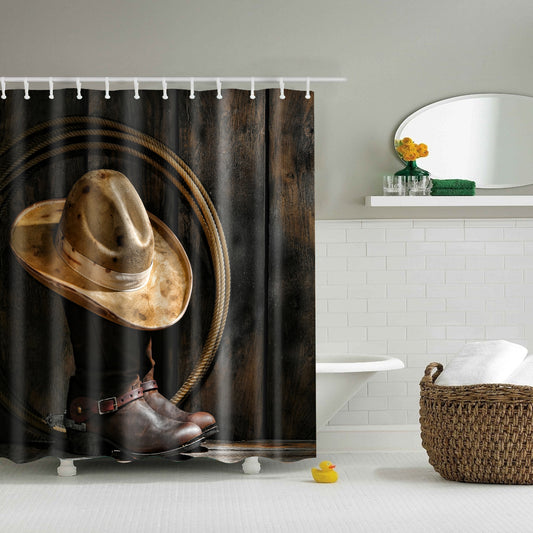 Boots and Hat Western Cowboy Shower Curtain