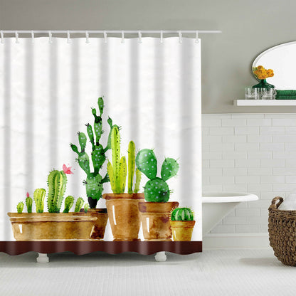 Botanical Green House Pot Plant Cactus Shower Curtain