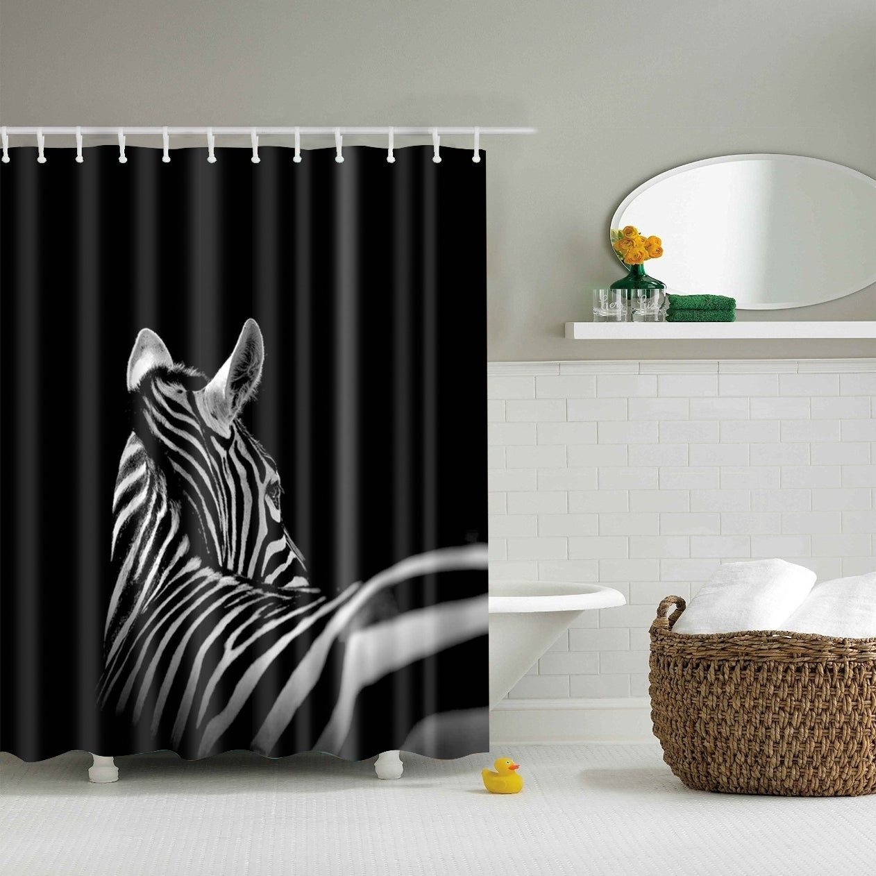 Breathtaking Black and White Zebra Portraits Shower Curtain | GoJeek