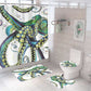 Crazy Tentacle Blue Green Kraken Octopus Shower Curtain Set - 4 Pcs