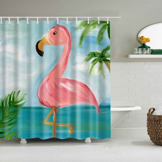 Cute Whimsical Flamingo Shower Curtain